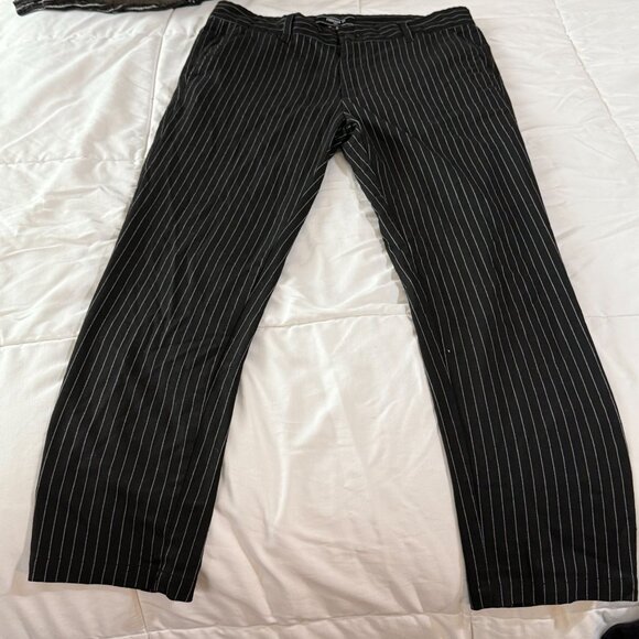 Vintage Y2K Forever21 Black Pin Stripe Dress Pants Size 32 Mens/Women's - Picture 1 of 9